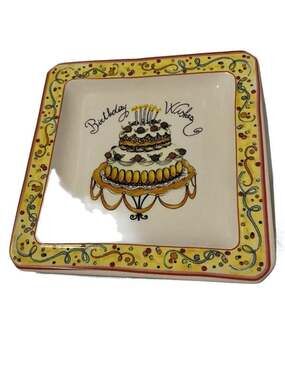 Vintage “Birthday Wishes” Ceramic Plate Made in Italy 6.5 inches-single slice /